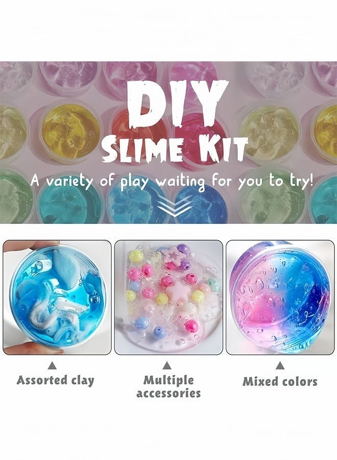 مجموعة صنع السلايم للبنات والأولاد - ألعاب سلايم يمكنك صنعها بنفسك، هدايا للأطفال، سلايم إسفنجي ناعم، سلايم لامع مع تعليقات على شكل وحيد القرن! مجموعات سلايم للبنات والأولاد من عمر 6 سنوات فما فوق (النمط 1) - Image 3